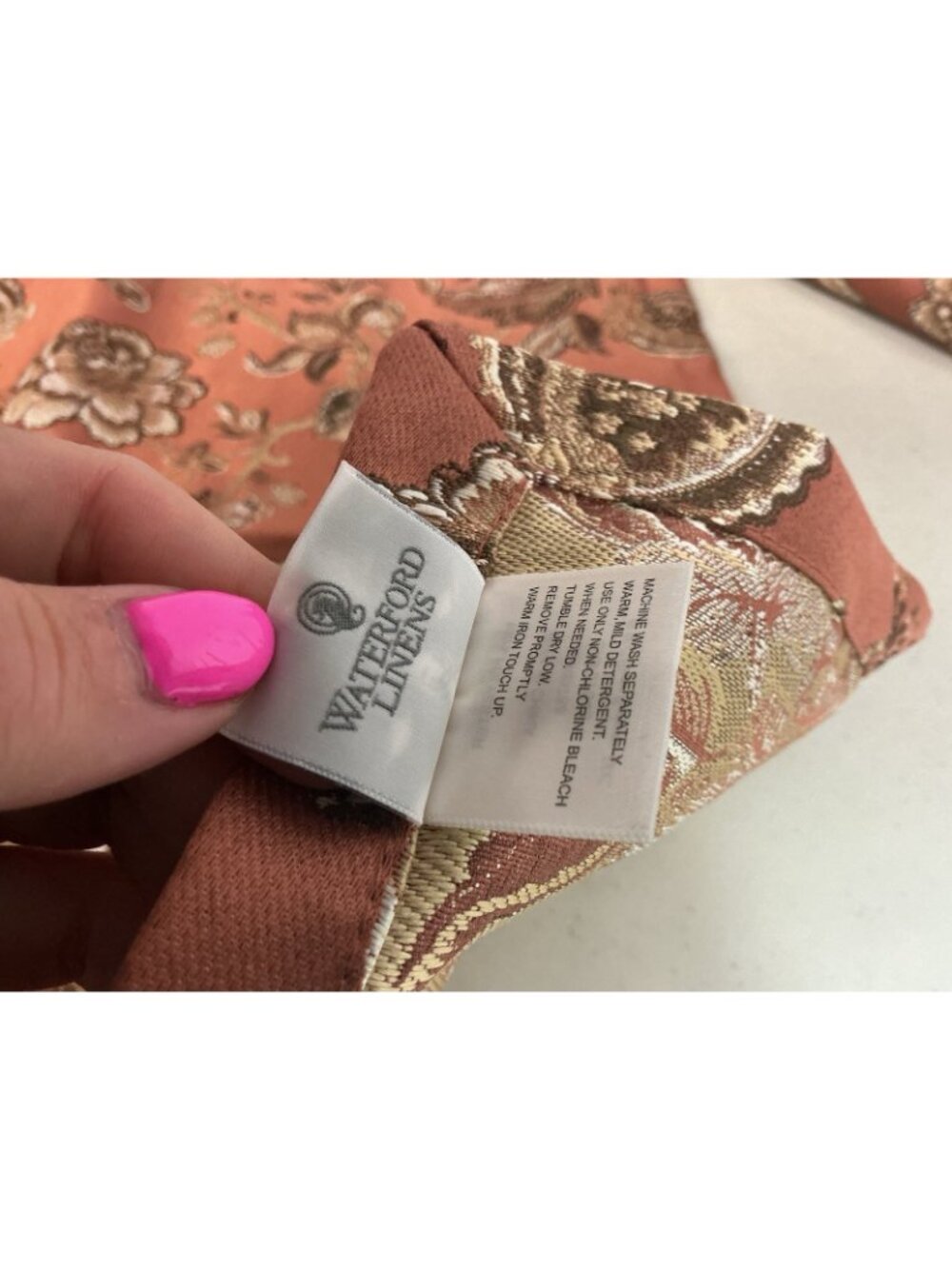Waterford Baroque Damask Tablecloth Brown Floral Rectangle + 10 Napkins New - Picture 5 of 8